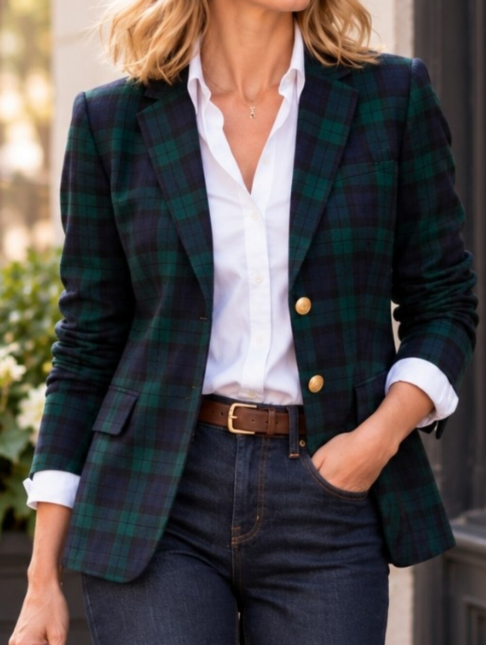 J.Crew Black Watch Plaid Wool Blend Schoolboy Blazer Size 14 NWT